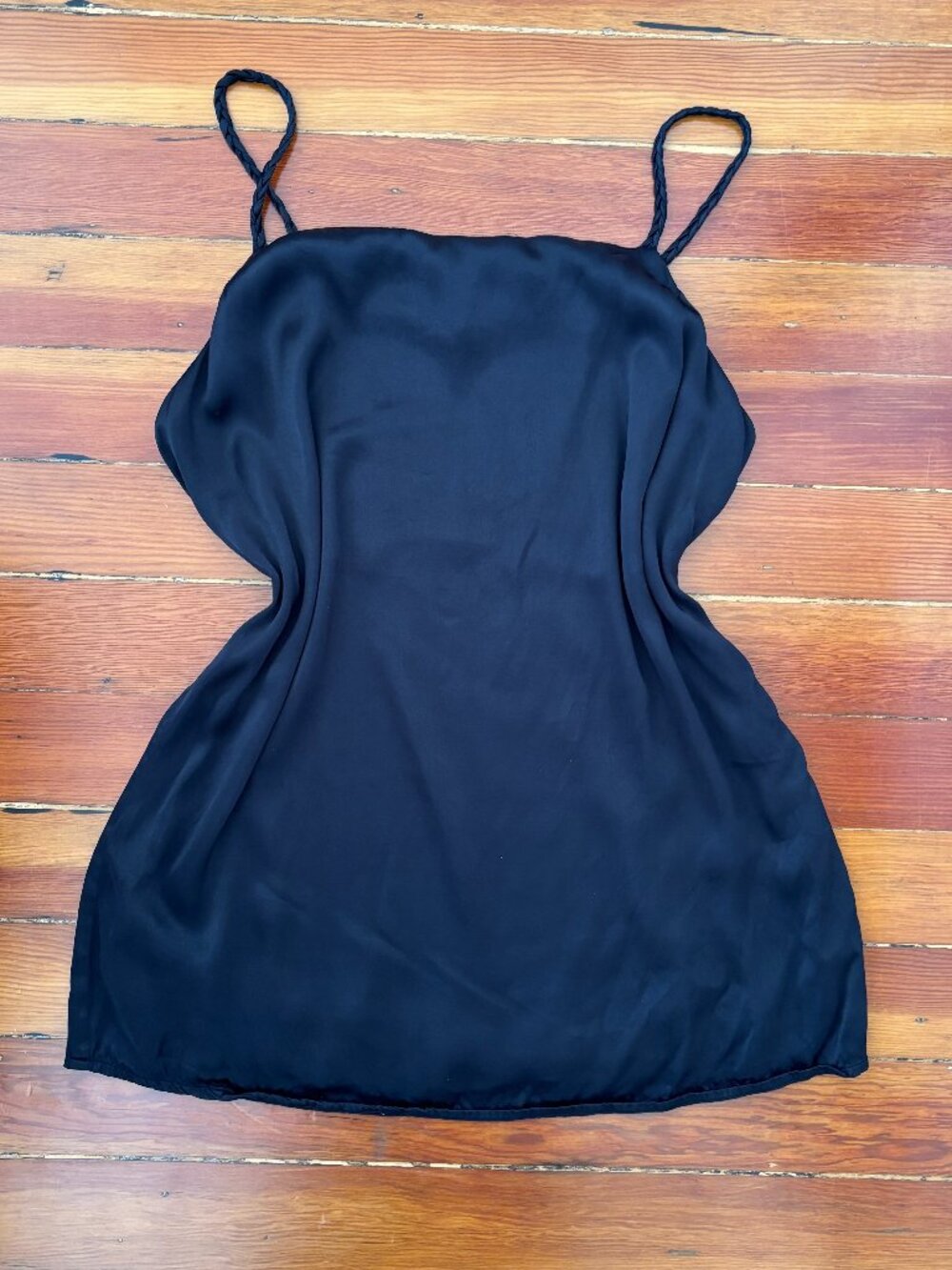 CBK Minimalist Little Black Zip Dress Braided Straps Topshop LARGE